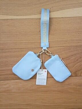 lululemon athletica Gold And light Blue Dual Pouch Wristlet